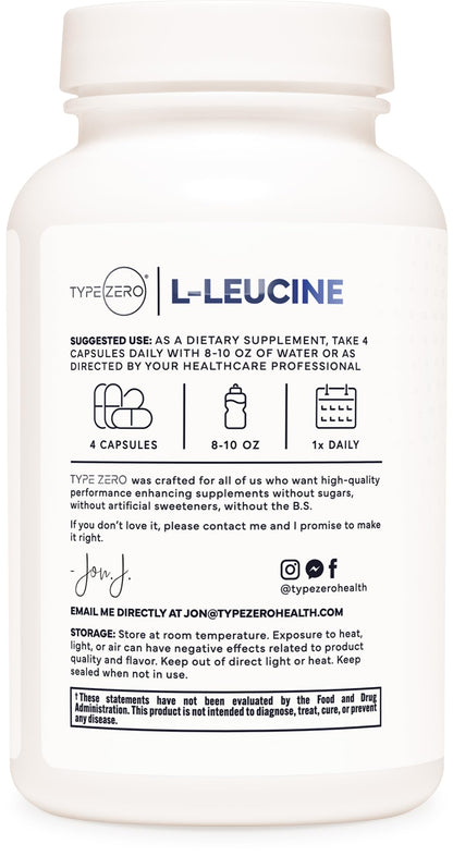 Type Zero L-Leucine Capsules (2000mg per Serving) 120 Capsules - 30 Servings Type ZeroUS supplements