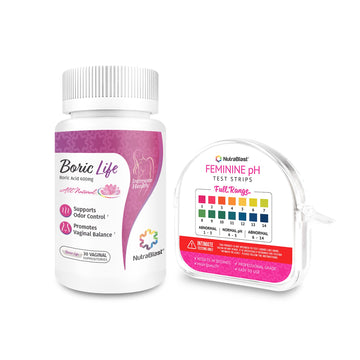 NutraBlast Boric Acid Vaginal Suppositories 600mg (30 Count) & Feminine pH Test Strips 1-14 (100-Tests Roll) NutraBlastAu supplements