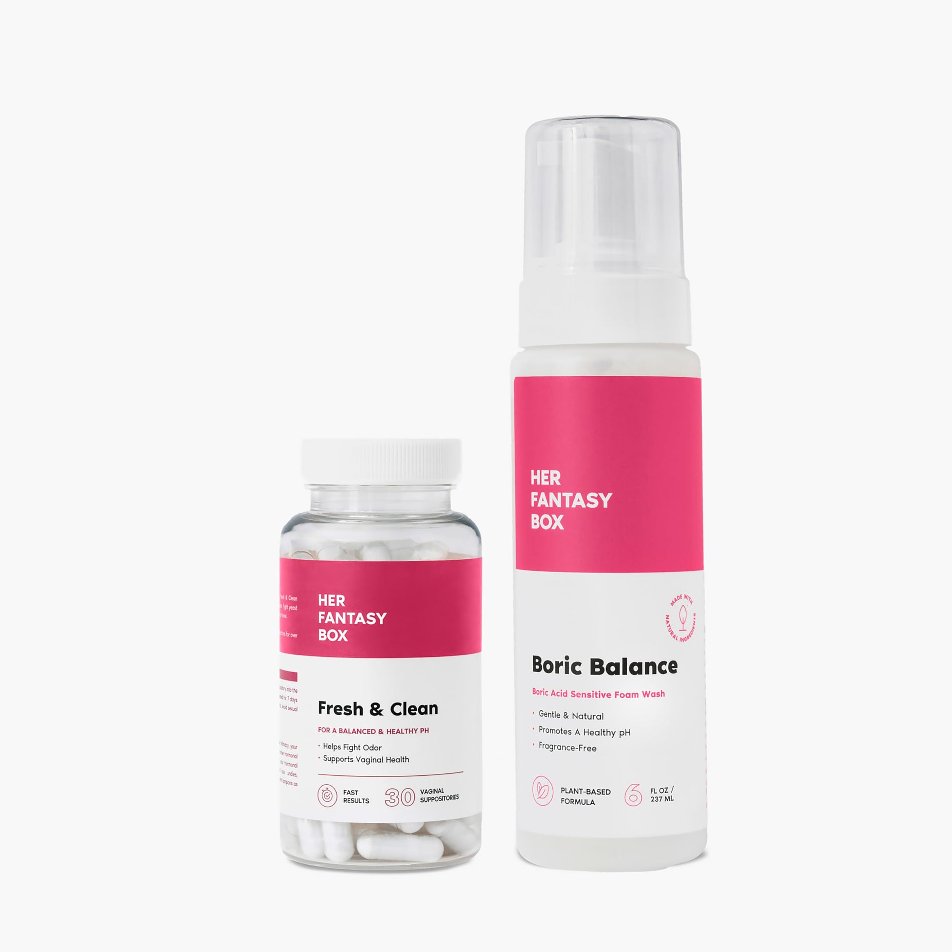 Her Fantasy Box | Fresh & Clean Kit - Boric Acid Vaginal Wash & Suppository Duo for Ultimate Freshness & Balance Her Fantasy BoxUS supplements