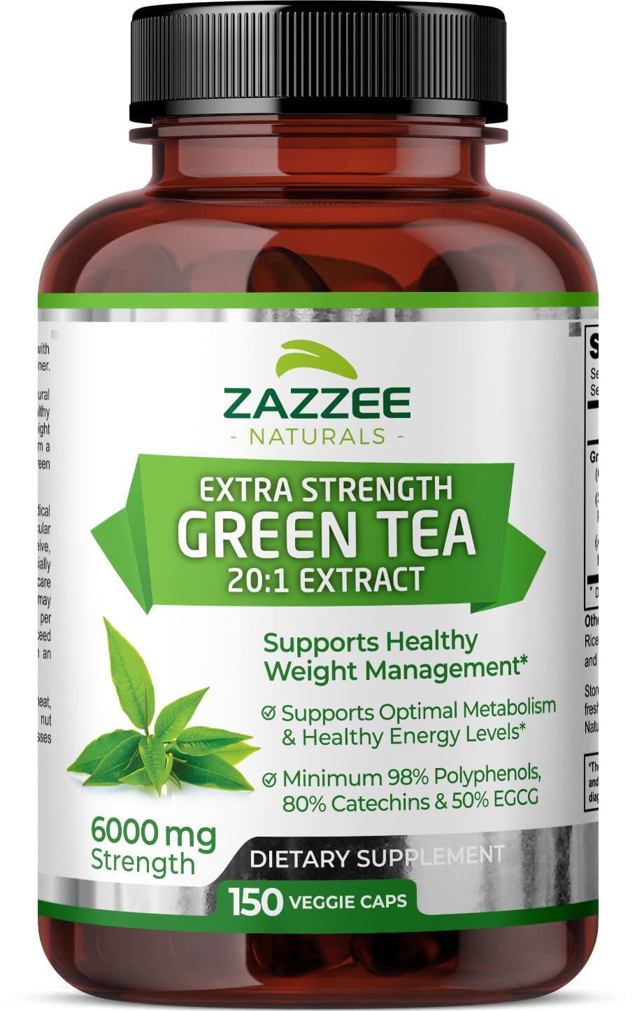 Zazzee Extra Strength Green Tea 20:1 Extract, 6000 mg Strength, 50% EGCG ZazzeeUS supplements