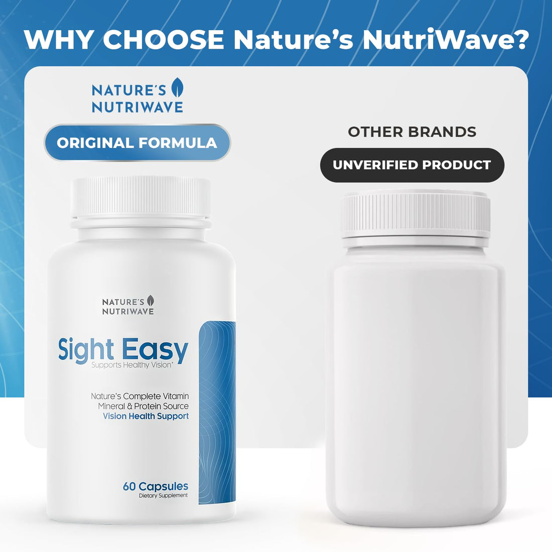 SIGHT EASY - Eye Vitamins & Mineral Supplements with Lutein & Zeaxanthin, Vitamin C, Vitamin E, Zinc and Bilberry for Healthy Vision and Eye Function Support - 60 Capsules, 1 Month Supply Nature’s NutriWaveAu supplements