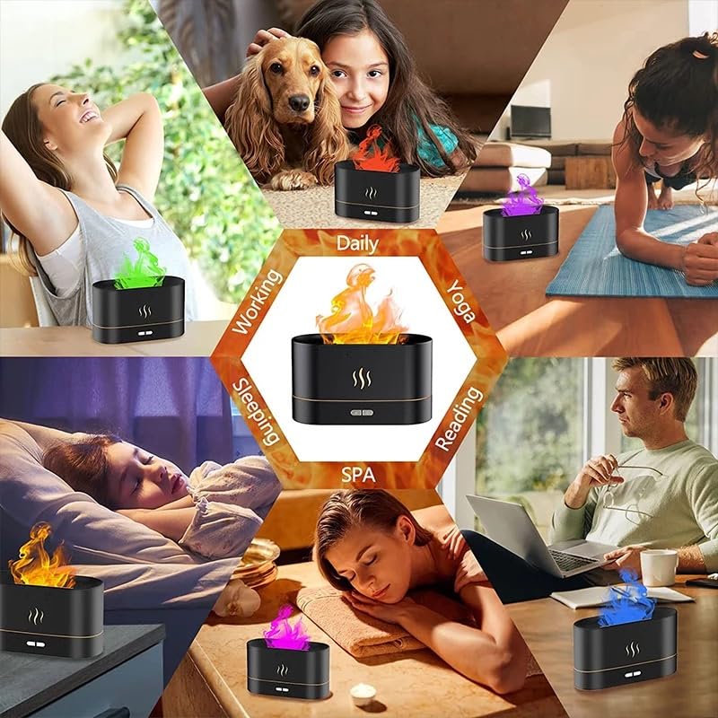 Flame Aroma Diffuser Humidifier 180ml, Oil Essential 2 Modes Brightness Aroma Humidifier GenericAu supplements