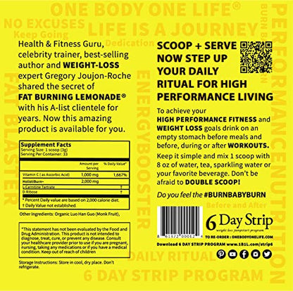 Fat Burning Lemonade Stimulant Free Weight Loss and Energy Drink Mix for Women & Men One Body One LifeUS supplements