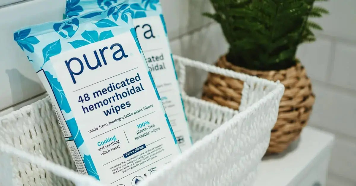 Pura Flushable Hemorrhoid Wipes XL, 48 Count, Medicated with Cooling Witch Hazel, Aloe & Coconut Oil, Fast Relief, Fragrance-Free, 100% Plastic-Free PuraAu supplements