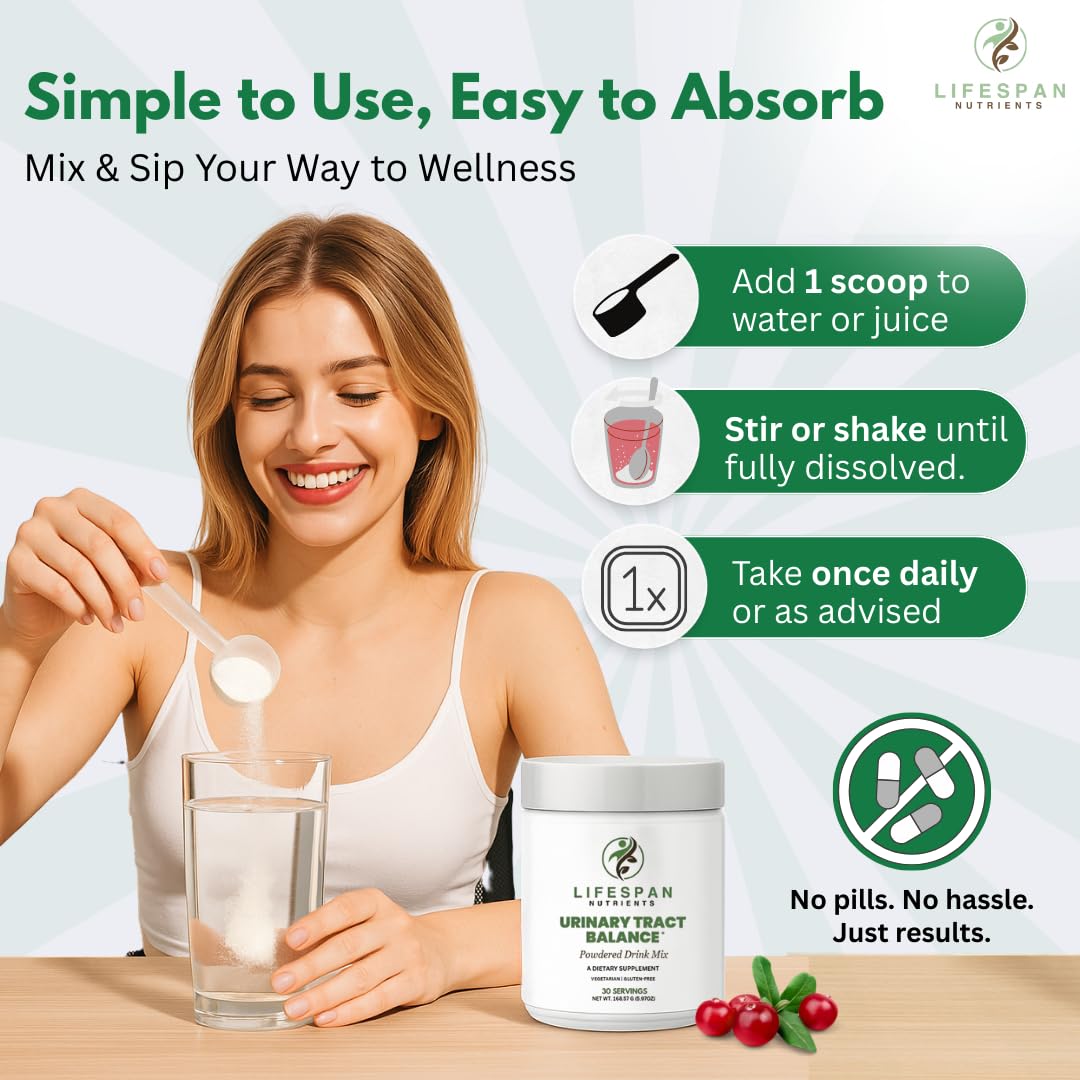 LifeSpan Nutrients D Mannose with Cranberry and Probiotics Powder Supports Urinary Tract and Bladder Health Easy Mix Drink Vegan Gluten Free 30 Servings LifeSpan NutrientsAu supplements