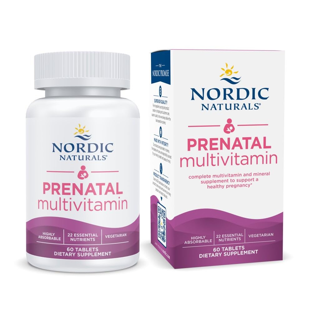 Nordic Naturals Prenatal Multivitamin for Women - Daily Vegetarian Prenatal Vitamins - 22 Essential Nutrients, Including B6, Folate, and Iron - 60 Tablets - 30 Servings Nordic NaturalsAu supplements