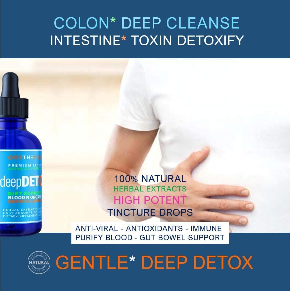 DeepDetox 2oz. Plant-Based Colon Intestinal Gut Liver Cleanse Detox Support. Purify Blood ONETHEFUELAu supplements