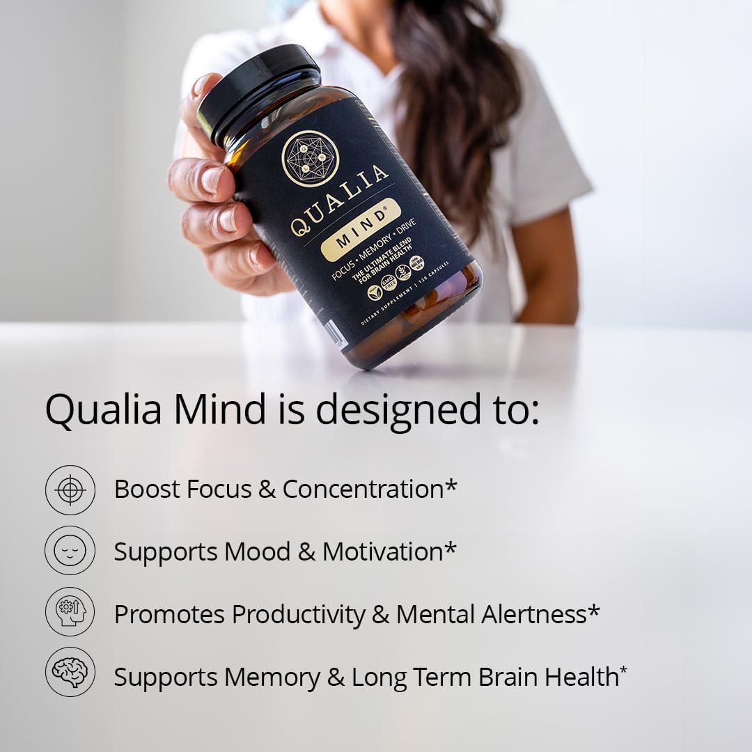 Qualia Mind — Beat Brain Fog | Doctor-Formulated Premium Brain Nourishment | Fuel Focus, Drive & Energy | 32 Ingredients Including Lion’s Mane, Cognizin™️, Ginkgo & More| 2 Week Supply* QUALIA LIFE SCIENCESAu supplements