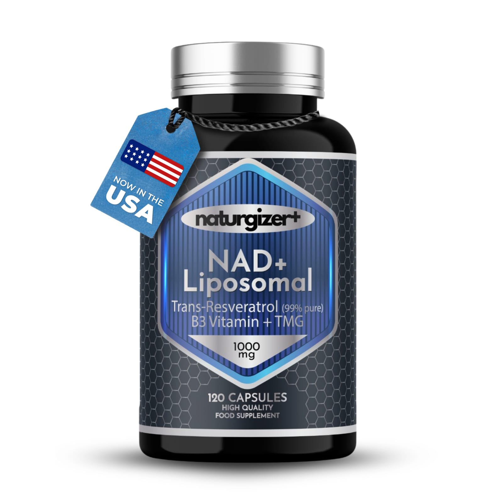 naturgizer+ Liposomal NAD+ Supplement with Resveratrol, TMG & Vitamin B3 | 4-in-1 Healthy Aging & Cellular Energy Support | High Absorption NAD Plus for Men & Women Over 40 | 120 Capsules naturgizer+Au supplements