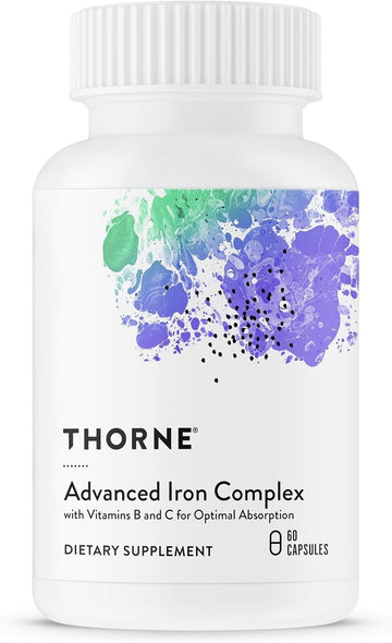 THORNE - Advanced Iron Complex (Formerly Ferrasorb) - Complete Blood Support Formula* - Elemental Iron, Folate, B and C Vitamins for Optimal Absorption - Gluten, Dairy & Soy-Free - 60 Servings THORNEAu supplements