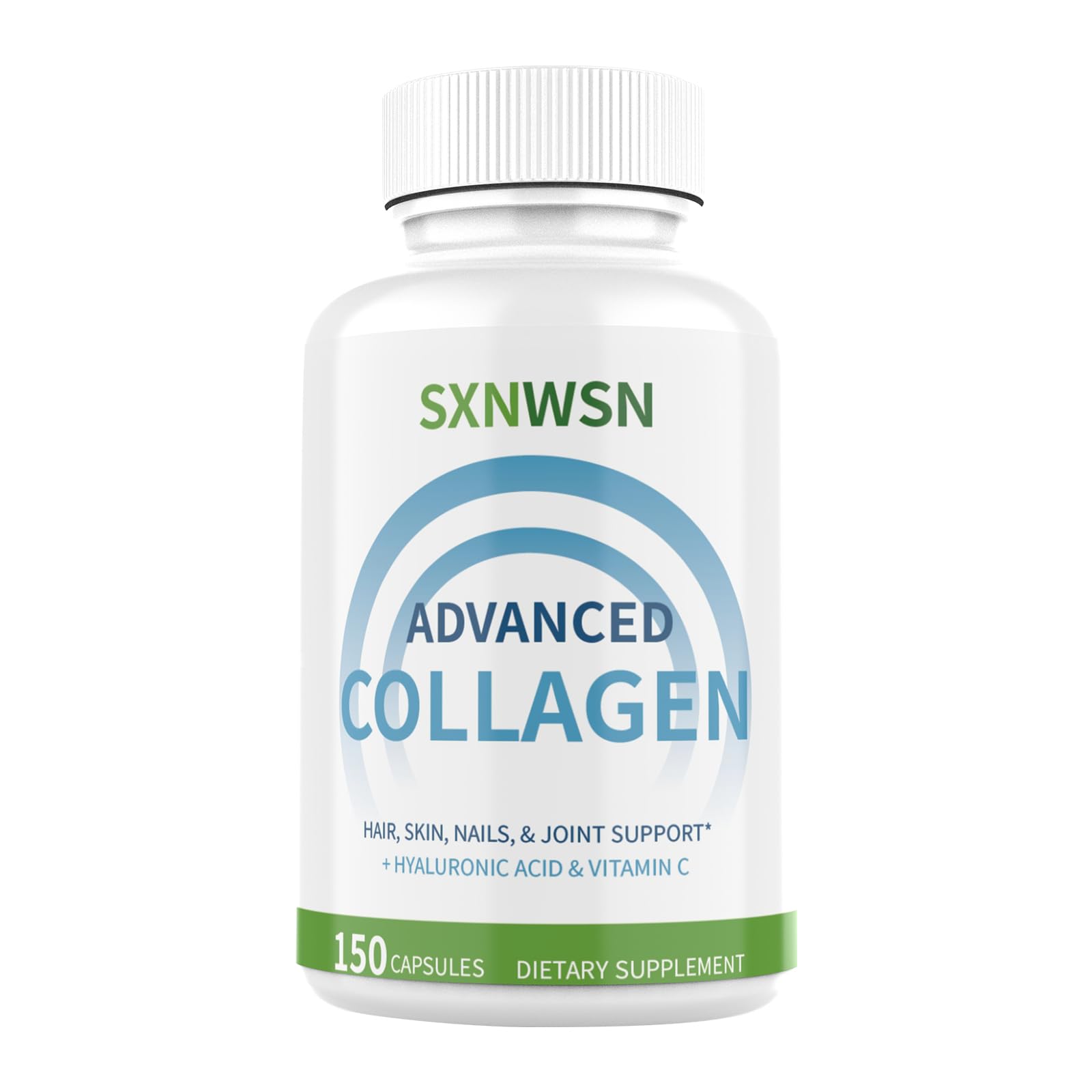 Advanced Multi Collagen Supplement with Vitamin C + Hyaluronic Acid - Hydrolyzed Collagen Peptides Supports for Skin, Joints & Hair* | Collagen Complex 150 Capsules for Women or Men SXNWSNAu supplements