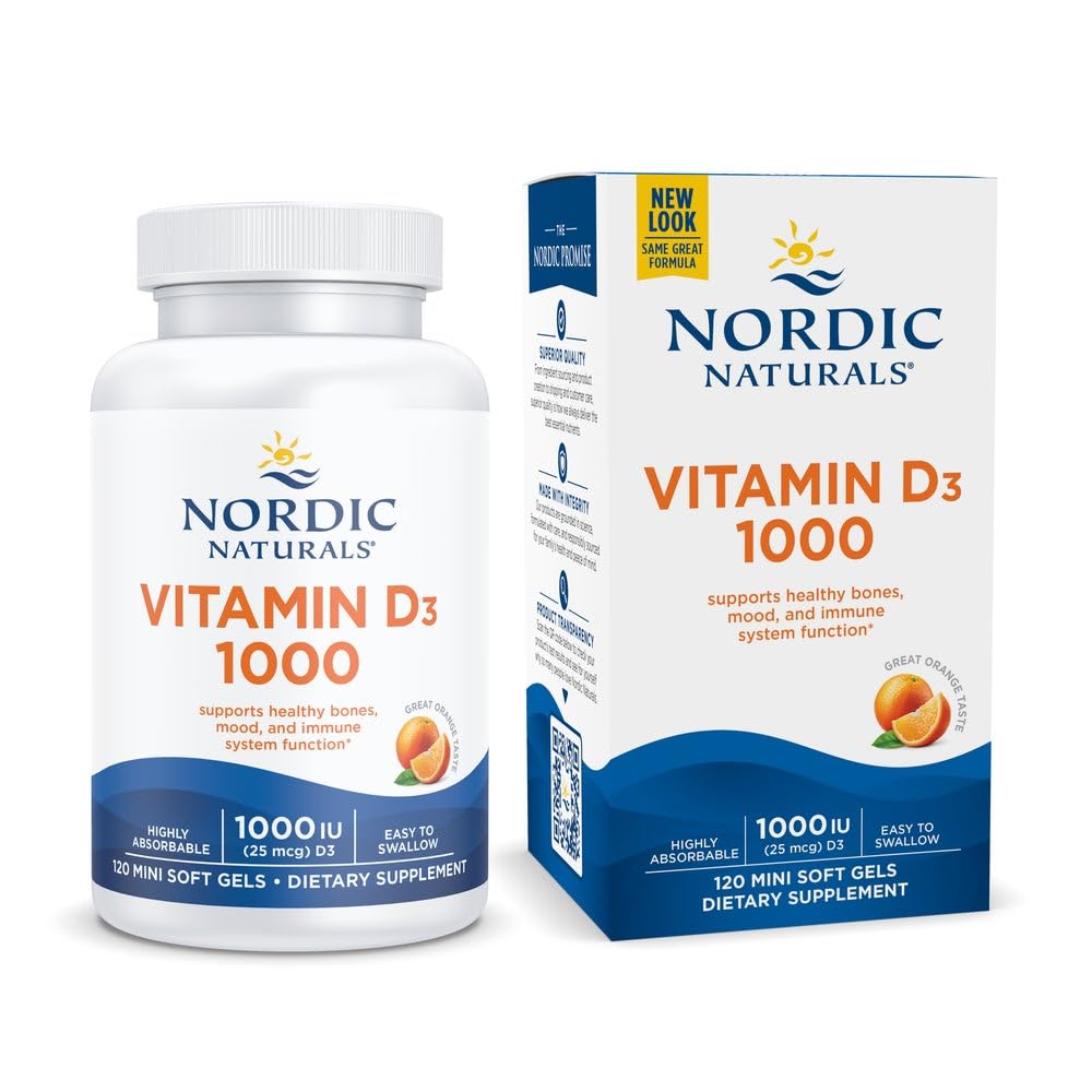 Nordic Naturals Vitamin D3 1000, Orange - 120 Mini Soft Gels - 1000 IU Vitamin D3 - Supports Healthy Bones Nordic NaturalsUS supplements