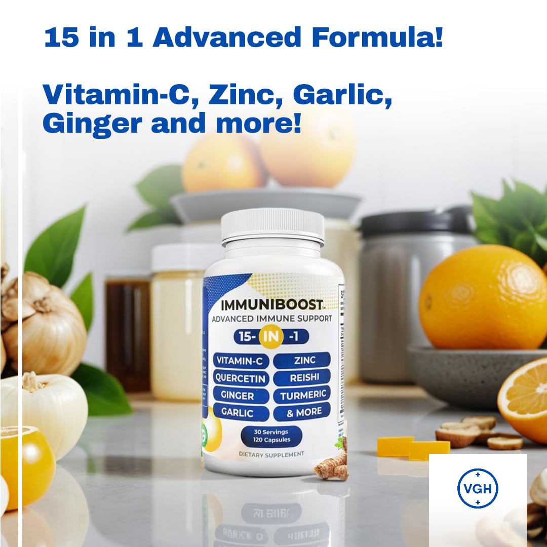 15 in 1 Immune Support Supplement 120 Capsules with Powerful Blend of Turmeric, Ginger, Vitamin C and Zinc Immune Booster for Adults ImmuniBoostAu supplements