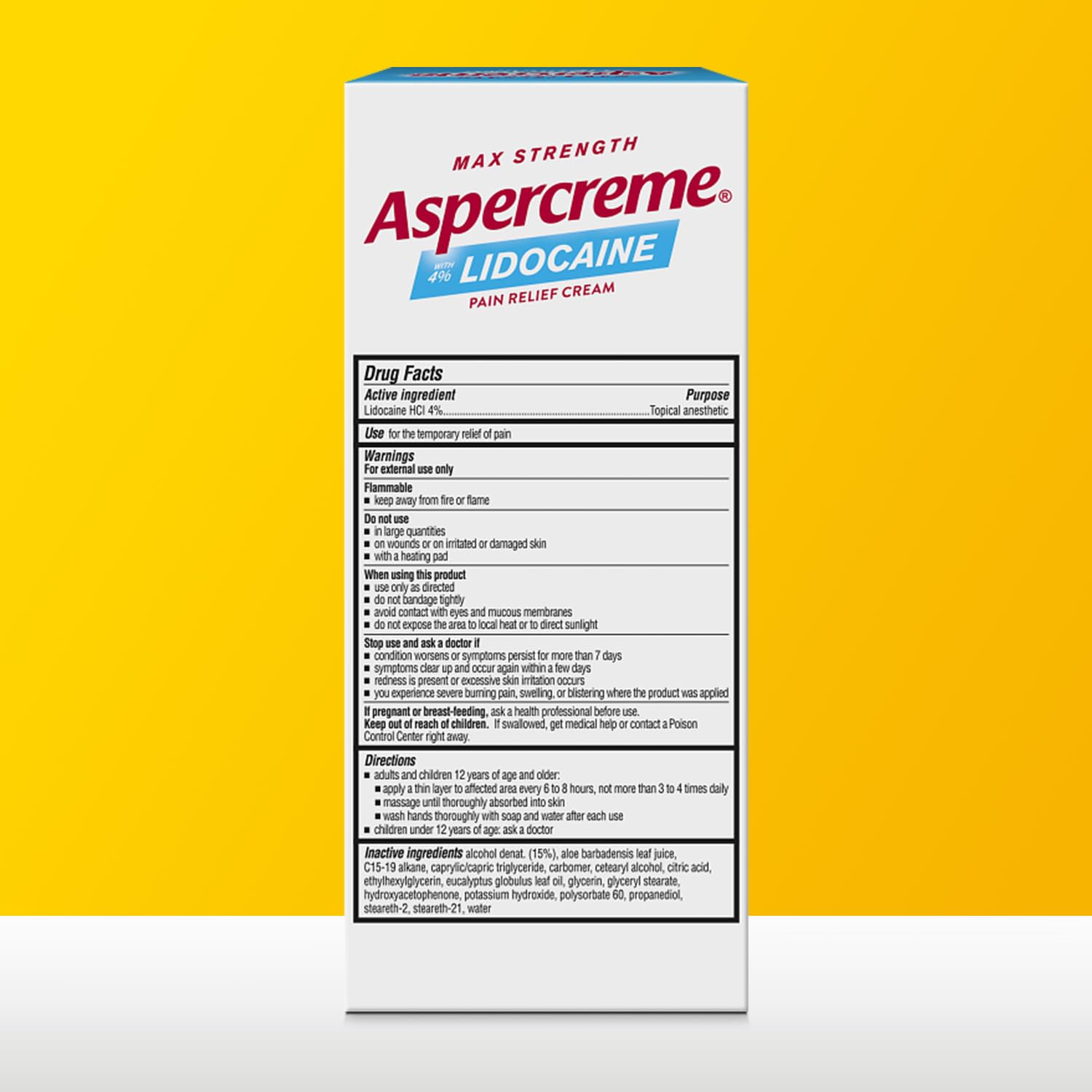 Aspercreme Essential Oils Lidocaine Pain Relief Cream, Max-Strength Lidocaine Numbs Away Nerve Pain, Moisturizing Aloe Hydrates Skin, Eucalyptus, 3 Oz. AspercremeAu supplements