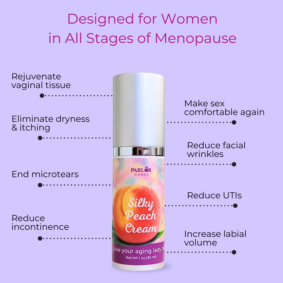 Silky Peach Cream by Parlor Games – Bioidentical Estriol Cream for Women – Menopause Relief for Vaginal Dryness & Vulva Itch – 30ml Bottle (2 Month Supply) Parlor GamesAu supplements