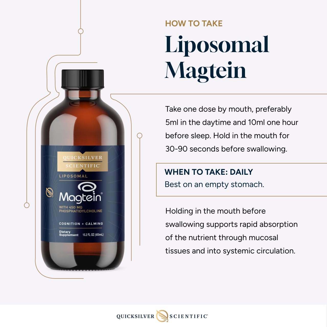 Quicksilver Scientific Liposomal Magtein - Magnesium Supplement for Brain Function Support - Stress, Sleep & Memory Support - Gluten-Free, Sugar-Free & Vegan - 15.2 fl oz (30 Servings) Quicksilver ScientificUS supplements