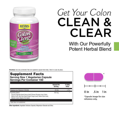 Natural Balance Colon Clenz | Herbal Colon Cleanse & Detox Supplement | Gentle & Dependable Natural BalanceUS supplements