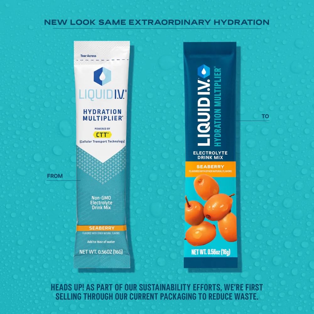 Liquid I.V.® Hydration Multiplier - Seaberry | Electrolyte Powder Drink Mix | 1 Pack (16 Servings) Liquid I.V.US supplements