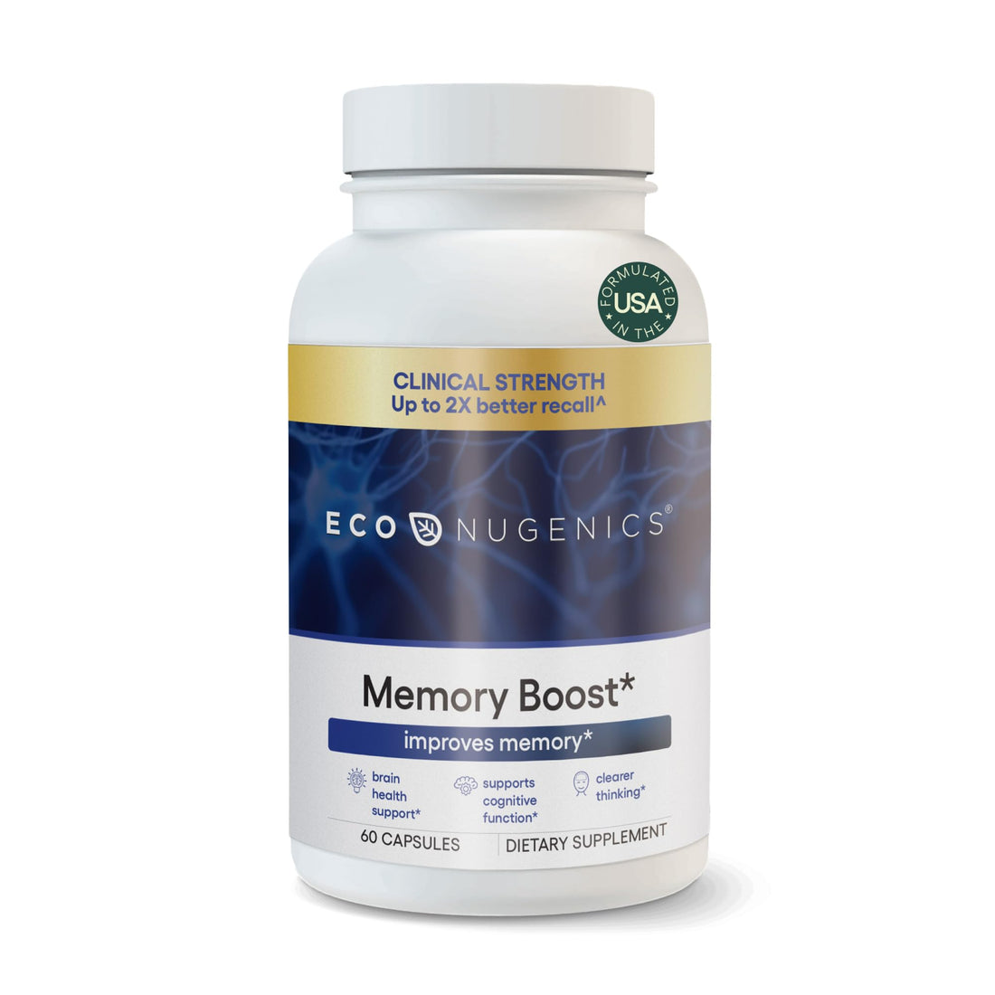 EcoNugenics Memory Boost Supplement – Clinically Studied Ingredients to Support Brain Focus & Health – Nootropic Formula with Bacopa Monnieri, Boswellia Serrata EcoNugenicsUS supplements