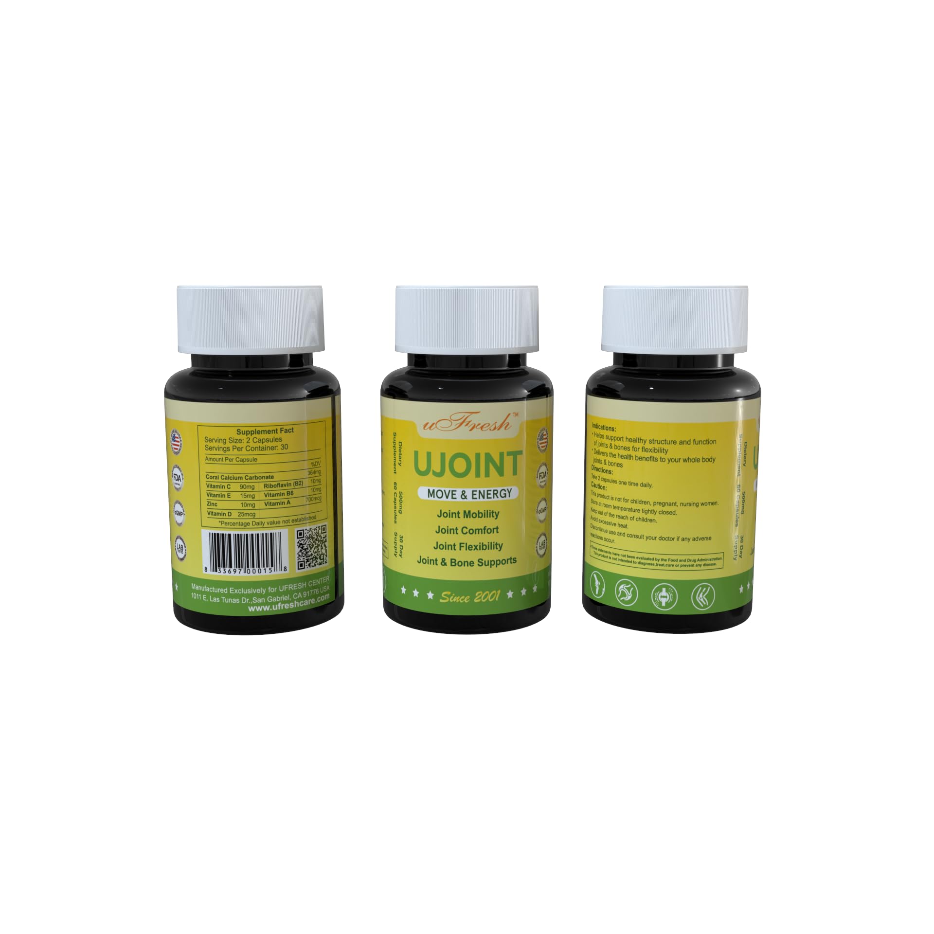 UJoint Move & Energy Joint Flexibility and Mobility Dietary Supplements, 30 Day Supply, 60 Capsules (1) uFreshAu supplements