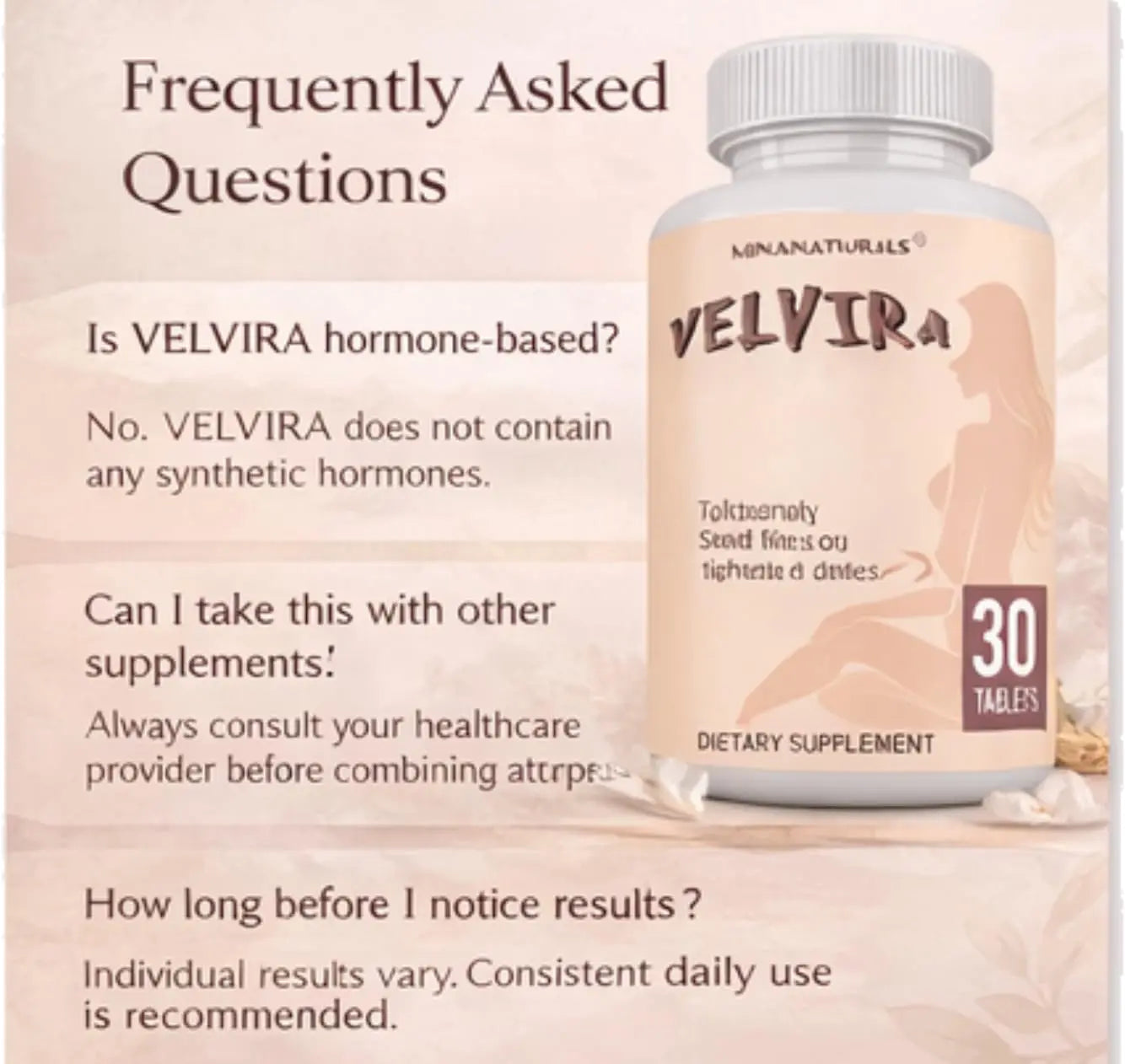MINANATURALS VELVIRA Feminine Wellness Support Supplement for Women Herbal Rejuvenation Formula with Vitamins, Amino Acids & Collagen 30 Tablets MINANATURALSnz supplements