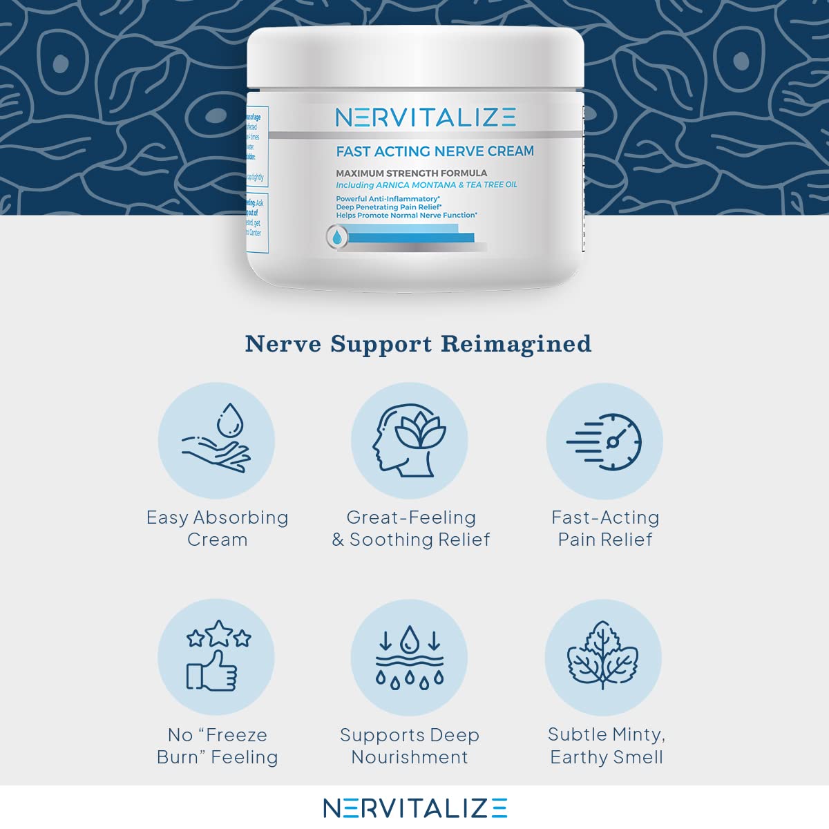 Nervitalize Fast Acting Nerve Pain Relief Cream Maximum Strength Formula - 3 fl oz - Helps Provide Neuro Pain Relief and Deep Nerve Nourishment to Support Normal Nerve Function - Made in The USA NervitalizeAu supplements