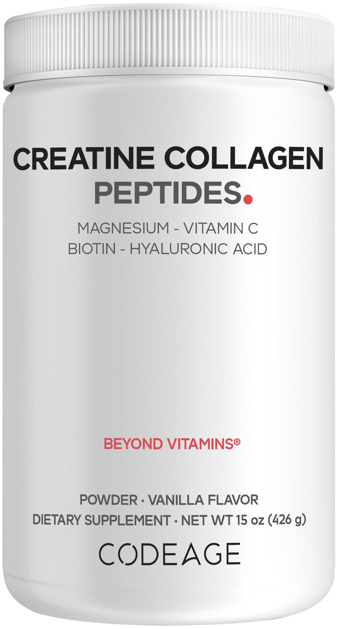 Codeage Creatine Collagen Peptides - Creatine Monohydrate Powder Supplement, Wild-Caught Marine Collagen, Biotin, Magnesium, Vitamin C, Hyaluronic Acid - Vanilla Flavored - Non-GMO - 15 Oz CodeageAu supplements