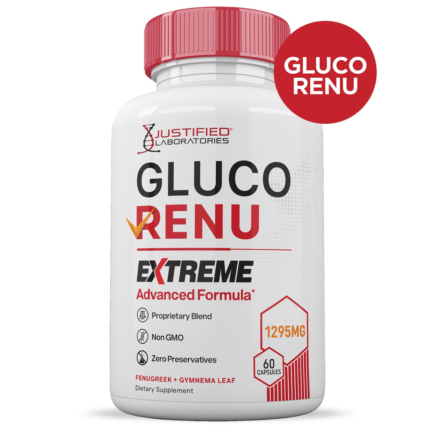Gluco Renu Extreme 1295MG Glyco Support Pills Advacned Formula Gluo Renew Glycogen Support Formulated with Turmeric Berberine Resveratrol Garlic Bitter Melon Milk Thistle 60 Capsules Justified LaboratoriesAu supplements