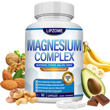 Magnesium Complex Supplement 1200mg - Advanced 7-in-1 Magnesium Blend - Glycinate, Citrate, Malate, Taurate, Oxide, Aspartate, Orotate – High Absorption Formula – Non-GMO, 90 Capsules LipzomeAu supplements