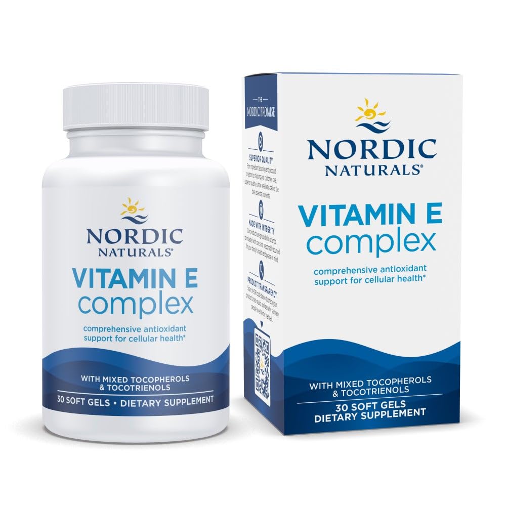 Nordic Naturals Vitamin E Complex, Unflavored - 30 Soft Gels - 6 Forms of Vitamin E for Antioxidant Support - Cellular Protection - Non-GMO - 30 Servings Nordic NaturalsAu supplements