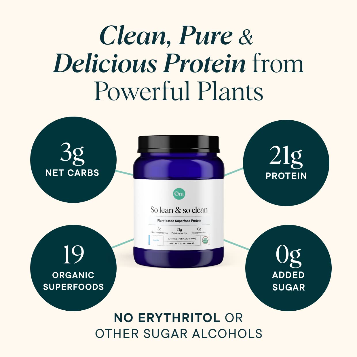 Ora Organic Protein Powder - 21g Plant-Based Protein for Women and Men Pre-Workout Ora OrganicUS supplements