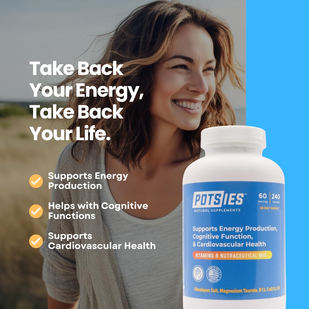 Potsies POTS Supplement Vitamin & Nutraceutical Mix Capsules for Pots Syndrome | POTS Management Essentials | 240 Capsules - 30 Day Supply PotsiesAu supplements
