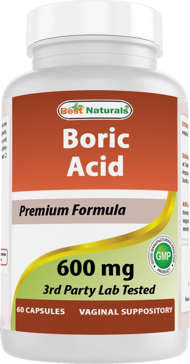 Best Naturals Boric Acid Vaginal Suppositories - Made in USA - USP Medical Grade Fine Powder, Easy Dissolve, Third Party Tested - 60 Count Best NaturalsUS supplements
