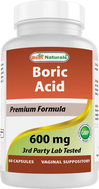 Best Naturals Boric Acid Vaginal Suppositories - Made in USA - USP Medical Grade Fine Powder, Easy Dissolve, Third Party Tested - 60 Count Best NaturalsUS supplements