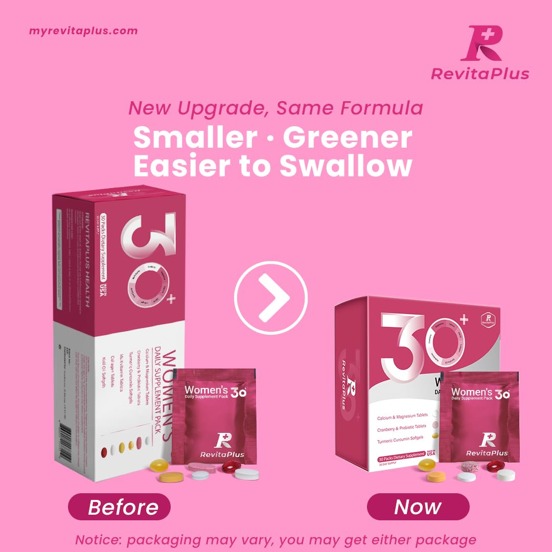 RevitaPlus Multivitamin for Women with Vitamin A,B,C,D3,E,K2,Biotin, Collagen,Krill Oil,Cranberries Supports Energy,Wellness,Beauty and Immune - Vitamin Packs for Women Health 30 Packs RevitaPlusAu supplements