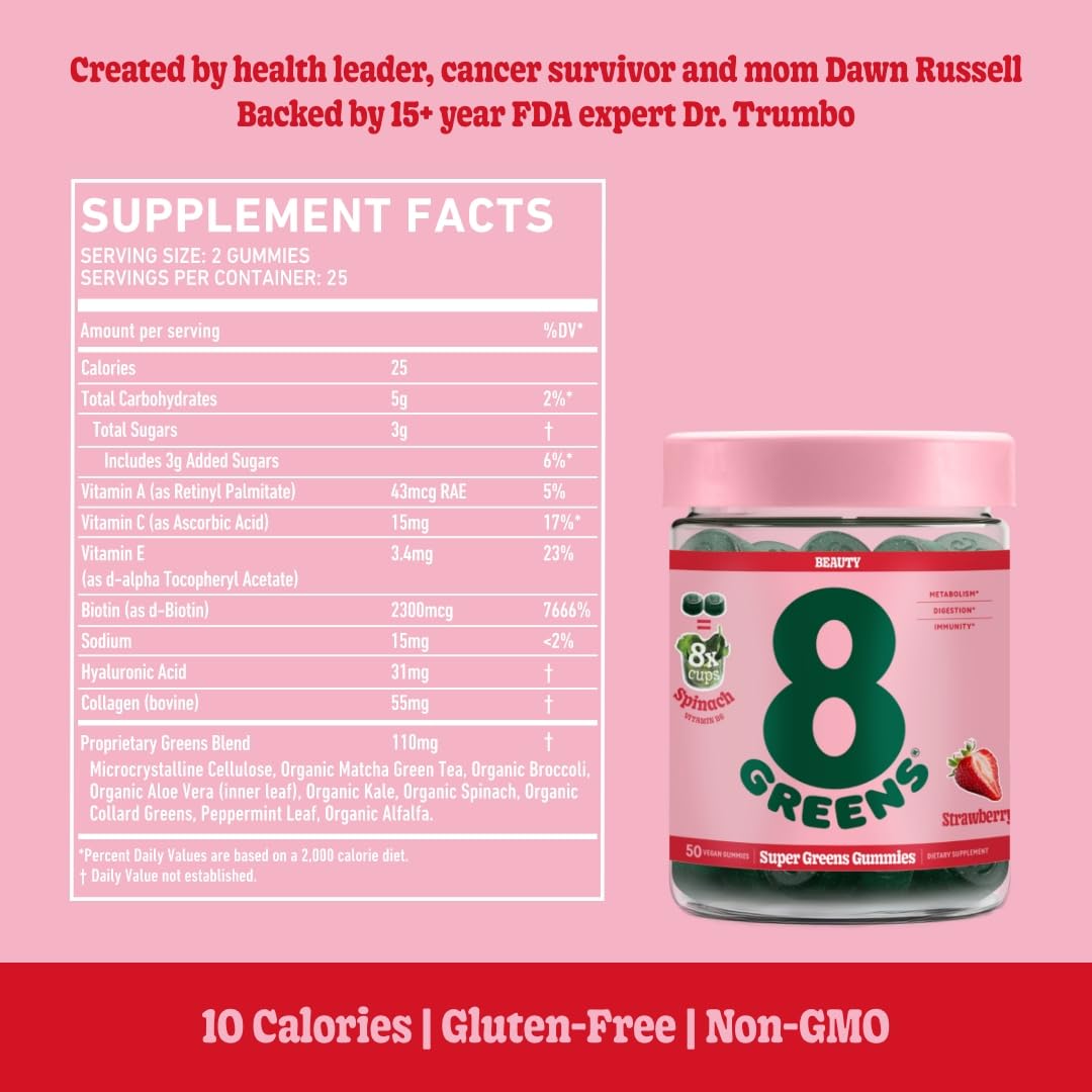 8Greens Skin Gummies with Collagen & Biotin - for Healthy Skin, Hair, and Nails 8GreensUS supplements