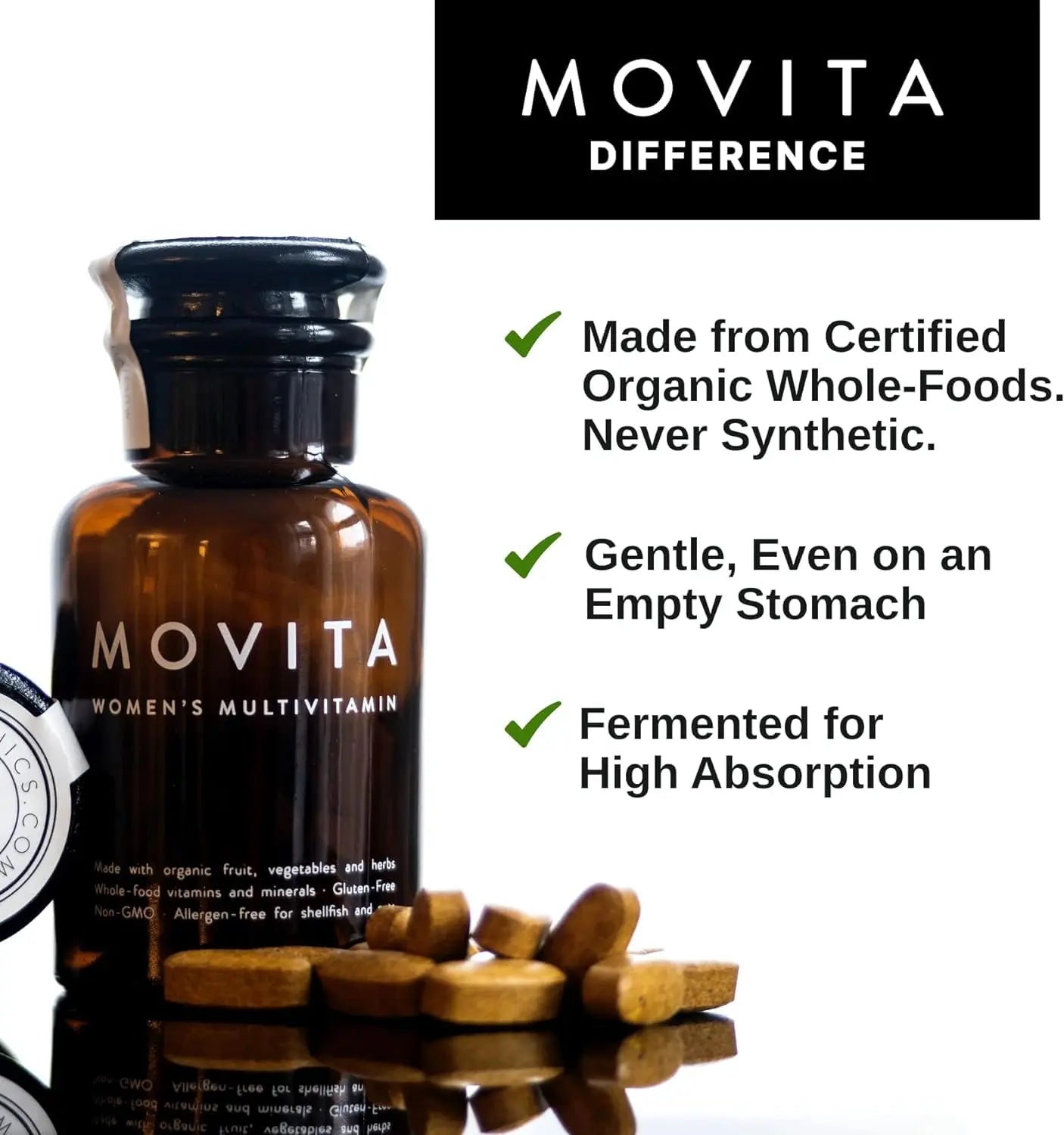 Movita Women’s Daily Multivitamin - Organic Fermented Whole Foods for Enhanced Energy, Immunity & Vitality - Vegan MovitaAu supplements