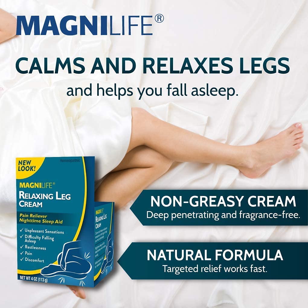 MagniLife Relaxing Leg Cream, Restless Legs, Deep Penetrating Topical for Pain, Naturally Soothe Cramping, Discomfort, and Tossing with Lavender and Magnesium - 4oz MagniLifeAu supplements