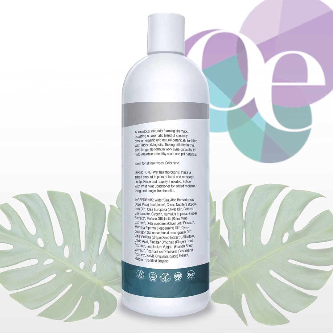 Organic Excellence Natural Organic Shampoo, Wild Mint & Rosemary, Chemical Free, Plant-Based, Toxin-Free, Cruelty-Free, Certified Herbs & Oils For Healthy Full-Bodied Hair 16 fl. oz Organic ExcellenceAu supplements