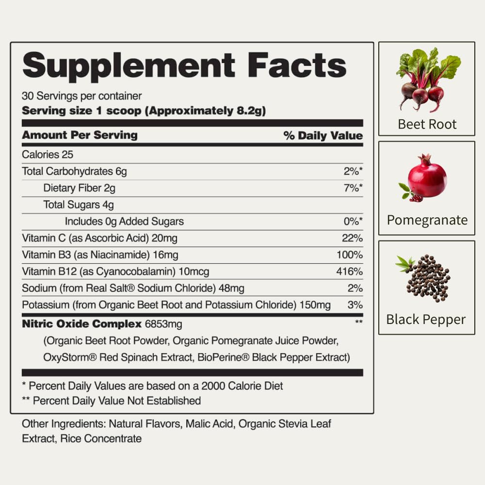 Snap Supplements USDA Organic Beet Root Powder, 3-in-1 Nitric Oxide Supplement Snap SupplementsAu supplements