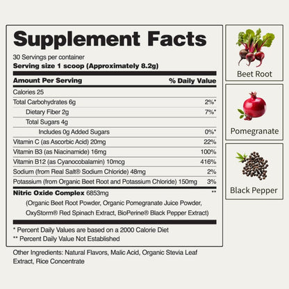 Snap Supplements USDA Organic Beet Root Powder, 3-in-1 Nitric Oxide Supplement Snap SupplementsUS supplements
