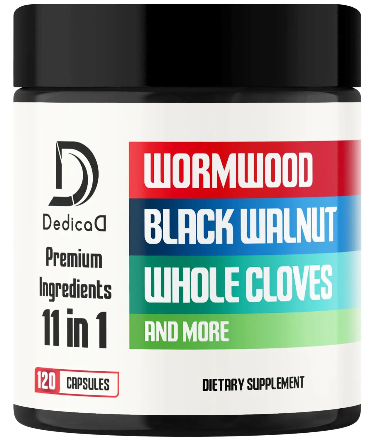 DEDICAD Wormwood Supplement - 120 Capsules Extracted from Black Walnut, Cloves, Turmeric, Apple, Berberine HCl & More - 11 Ingredients Combined for Immune System - 2-Month Supply DEDICADAu supplements