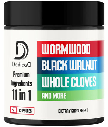 DEDICAD Wormwood Supplement - 120 Capsules Extracted from Black Walnut, Cloves, Turmeric, Apple, Berberine HCl & More - 11 Ingredients Combined for Immune System - 2-Month Supply DEDICADAu supplements