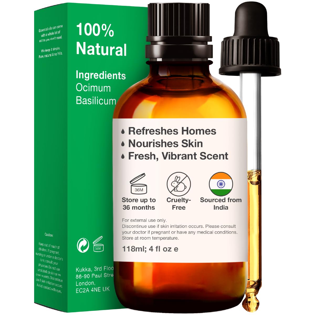 Kukka Basil Essential Oil for Diffusers - Basil Essential Oil for Skin - Basil Oil for Aromatherapy, Skin, Fragrance KUKKA essential oilsAu supplements