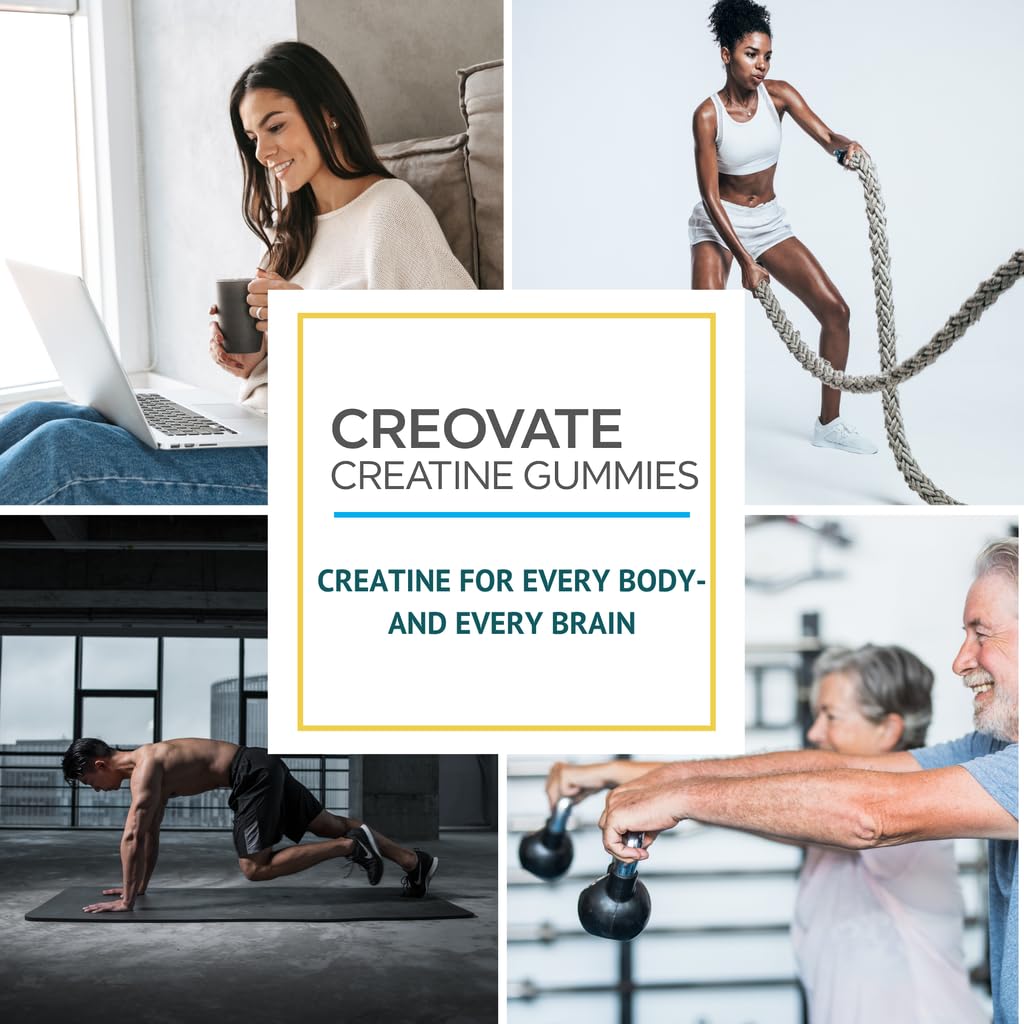 Consult Health CREOVATE CREATINE MONOHYDRATE Gummies 5g Dose for Men & Women to Support Muscle, Strength, Recovery, Cognitive Health & Memory, Zero Sugar, Gluten Free, Natural Lemon, 90 Count Consult HealthAu supplements