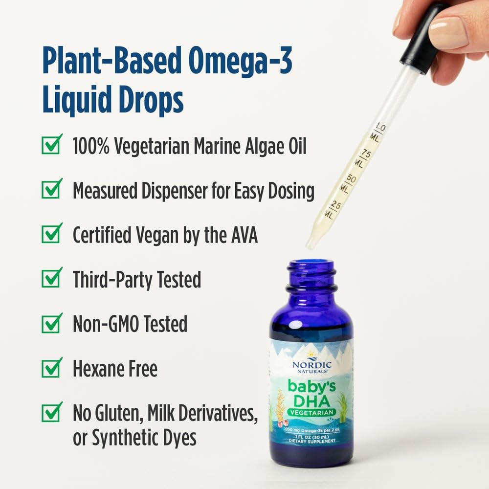 Nordic Naturals Baby’s DHA Vegetarian, Unflavored - 1050 mg Plant-Based Omega-3-1 oz - Supports Brain & Vision Development in Babies - Non-GMO, Vegan - 15 Servings Nordic NaturalsAu supplements