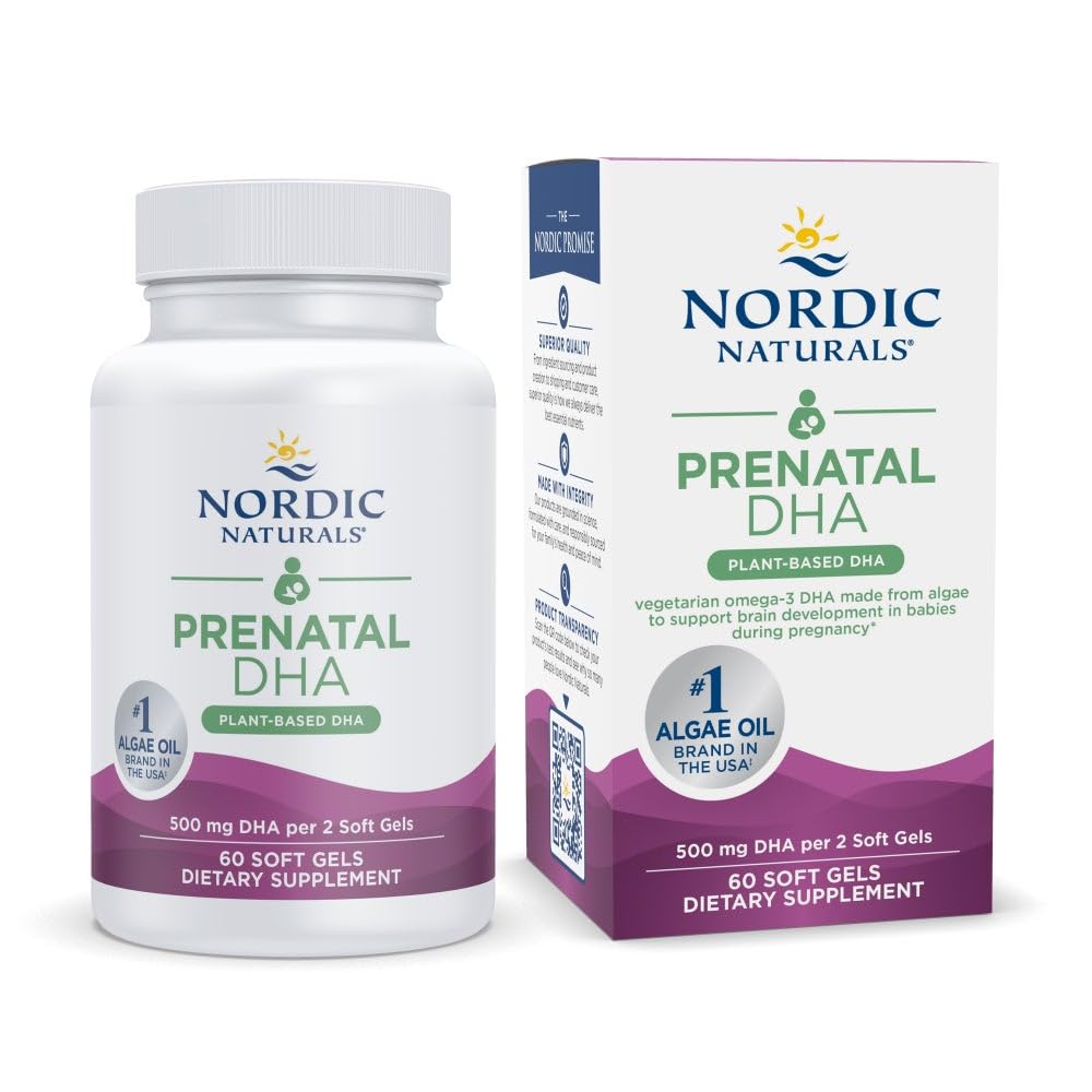 Nordic Naturals Vegan Prenatal DHA, Unflavored - 60 Soft Gels - 500 mg Plant-Based DHA - Supports Brain Development in Babies & Healthy Pregnancy - Non-GMO - 30 Servings Nordic NaturalsAu supplements
