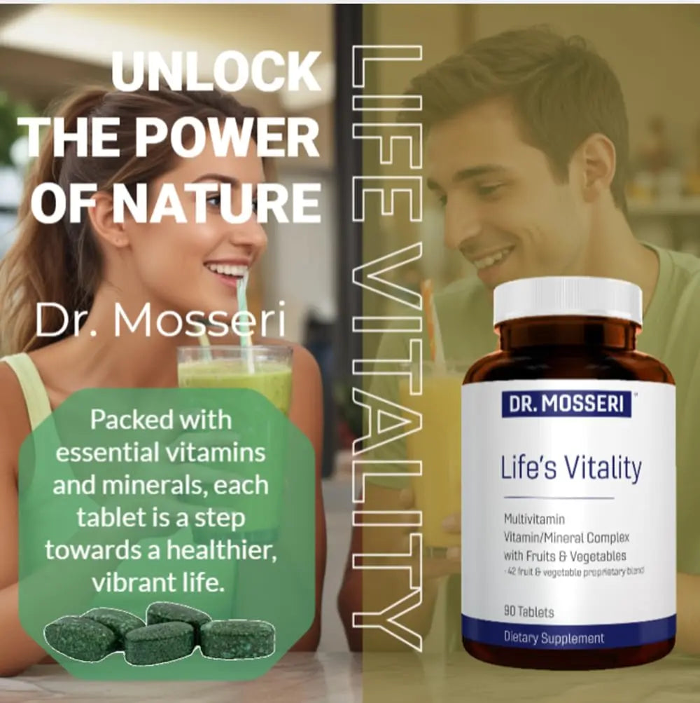 DR. MOSSERI Life's Vitality Vegan Multivitamin for Men & Women – Non-GMO Formula with 42 Fruits and Vegetables, Daily Multivitamin and Mineral Complex DR. MOSSERIAu supplements