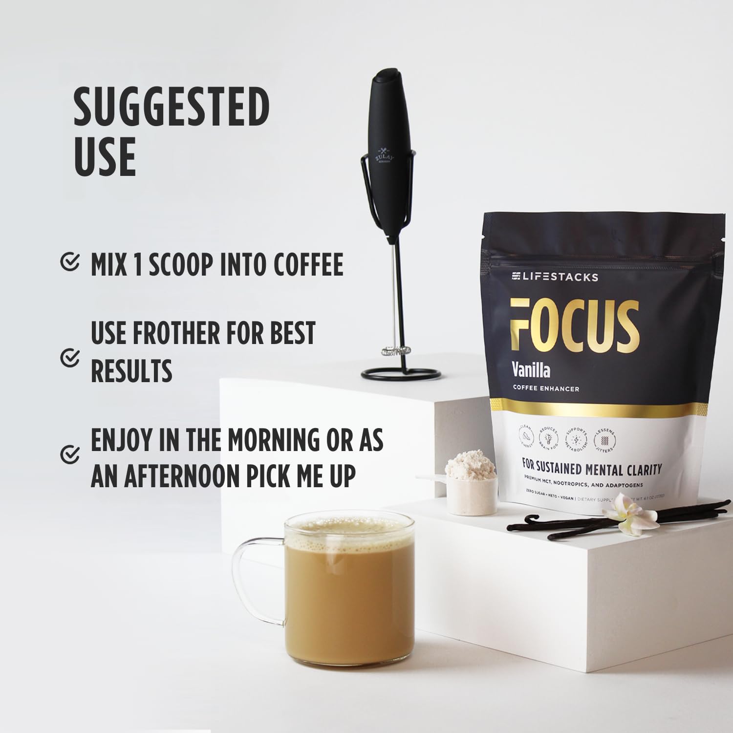 LIFESTACKS Focus Coffee Creamer for Energy & Clarity - MCT Powder + Nootropics + Adaptogens - Boost Productivity Without Jitters or Crash - Keto, Vegan, 0 Sugar - with Taurine, L-Tyrosine, Rhodiola LIFESTACKSAu supplements