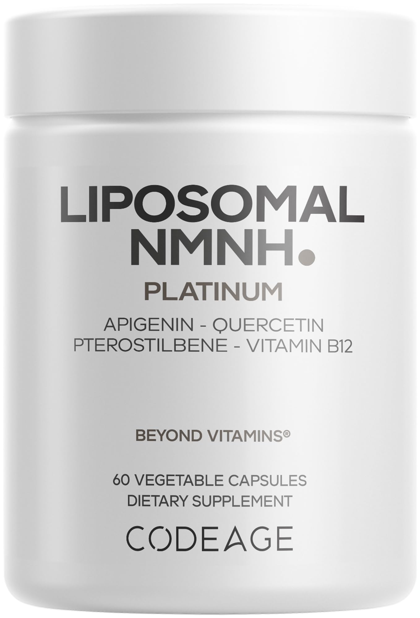 Codeage Liposomal NMNH Platinum - 500 mg NMNH Supplement, NAD+ Precursor with Quercetin, Pterostilbene, Apigenin, Active B Vitamins B2 Riboflavin & Vitamin B12 Methylcobalamin - Non-GMO - 60 Capsules CodeageAu supplements